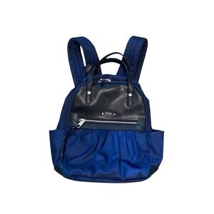 Tulio New York Black and Blue Nylon Small Zip Backpack